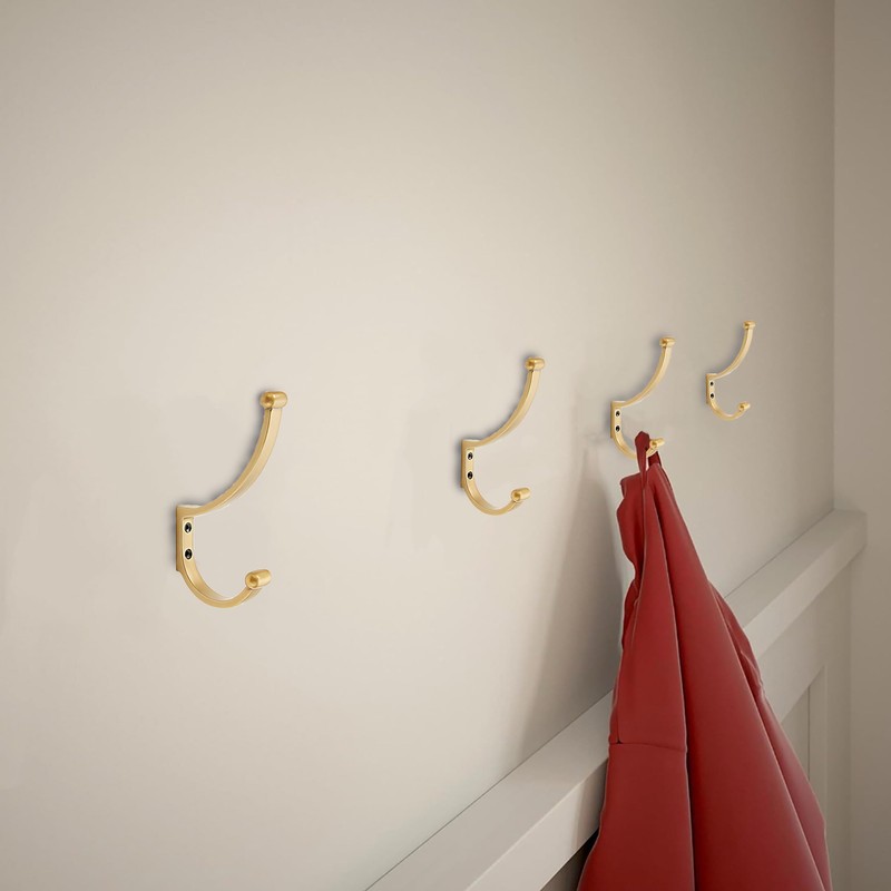 LONHECAN Zinc Alloy 3 Pack 6 inch Brushed Brass Coat