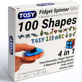 TOSY Magnet Fidget Spinner Mini - 8 Blocks, 3 in 1 Toy: Transformable Fidget Spinner, Infinity Cube, 2x2 Puzzle Cube, Stress Relief, STEM Sensory Magnet Tiles Birthday Gift for Kids/Boys/Girls/Adults