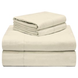 Celeste Home 190 GSM Queen, Ivory Sheet Set- Warm & Cozy - 100% Cotton Flannel Pre-Shrunk - Extra Soft - Deep Pockets - Easy Fit - Elastic All Around - Comfy - Double Brushed