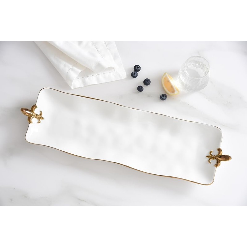 Fleur-De-Lis Rectangular Serving Piece, 21.75" x 6.5" x 1.75"