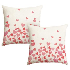 AVOIN colorlife Valentine's Day Hearts Throw Pillow Cover, 18 x 18 Inch Anniversary Wedding Cushion Case Decoration for Sofa Couch Set of 2