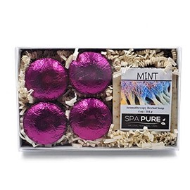 Spa Pure Aromatherapy Gift Set - Lavender Mint Artisan Soap & 4 Shower Steamers - Made with Plant Based Ingredients - Cotton Shower Bag & Soap Bag