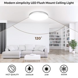 LED Ceiling Light Lamp Ceiling Light Diameter 28 cm 24 W, 6500 K, 2000 LM, IP44 Waterproof Furlamp Round Modern Simple White Bathroom Lamp for Cellar Lamp/Bedroom/Living Room/Kitchen