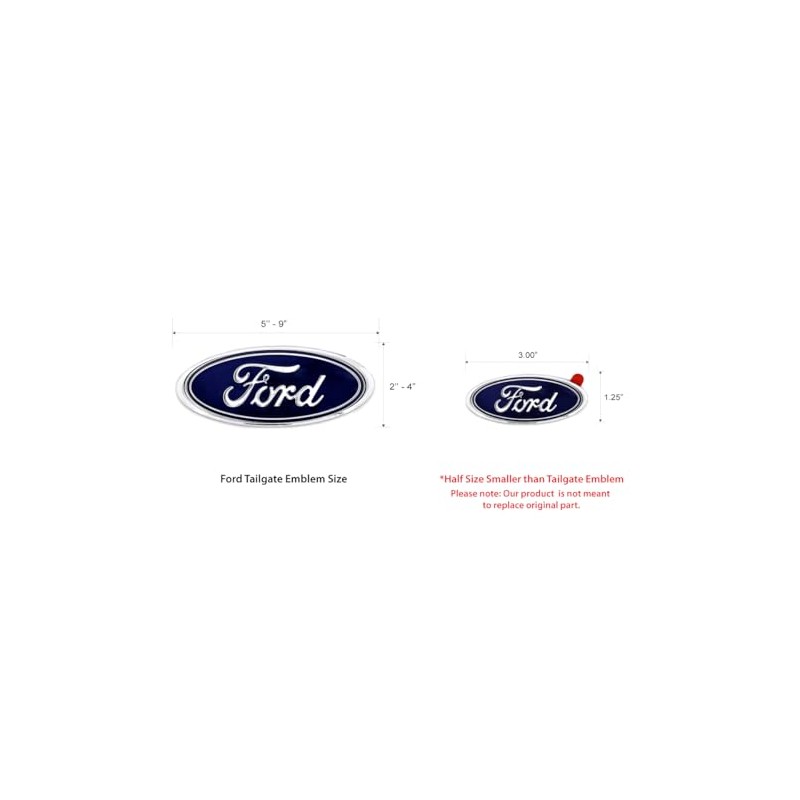 Mini Ford Blue Oval Novelty Logo Chrome Plated Plastic Emblem.