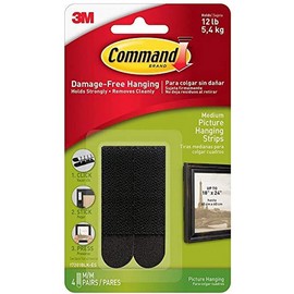 Command Black Picture Hanging Strips, 4 pairs (8 strips), Indoor Use, Medium (17201BLK-ES)