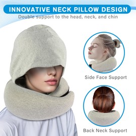 GAZIWUO Travel Neck Pillow for Airplanes, Plus Memory Foam Pillows for Neck Support, Best Turtle Pillow for Adult Traveling Sleeping Flight Pillow Cool for Women Long Haul Flights Almohada De Viaje