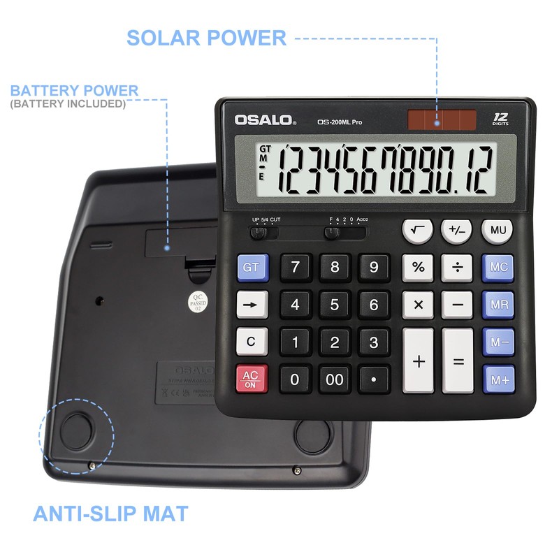 OSALO Calculator Large Buttons Extra Large Display 12 Digit Desk