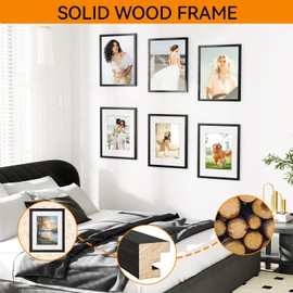 IBUYKE 16x20 Picture Frame,Solid Oak Wood 16x20 Photo Frame with Mat to 11x14,16x20 Picture Frames With Tempered Glass,Wall Mount Display,Home Decor,Black Oak 20 x 16 Frame,UWPF1620B