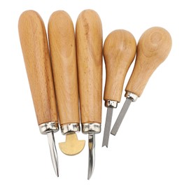 Luocute Stone Setting Prong and Bezel Set, Set of 5 Jewelry Stone Setting Tools, Jewelry Prong Pusher Ergonomic Wooden Handles, Tools for Professional Beginners