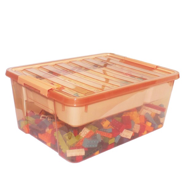 WeiMeet Large Plastic Storage Box with Removable Tray Caddy Clear