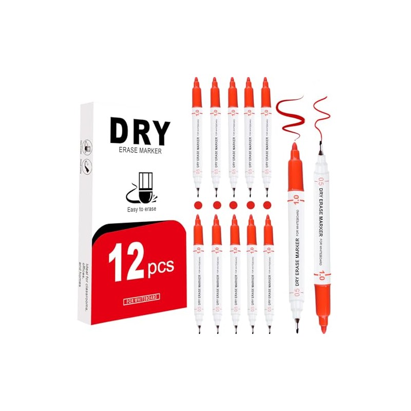 EFNHJF5 Pack of 12 Whiteboard Markers, Whiteboard Markers, Thin 0.5
