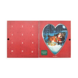 DEMDACO Holiday Games & Activities Red, Blue, Acrylic, Paper Adult, Countdown Days to Christmas, Activity Advent Heart Shaped, 103 Piece Puzzle, Here Comes Santa Claus