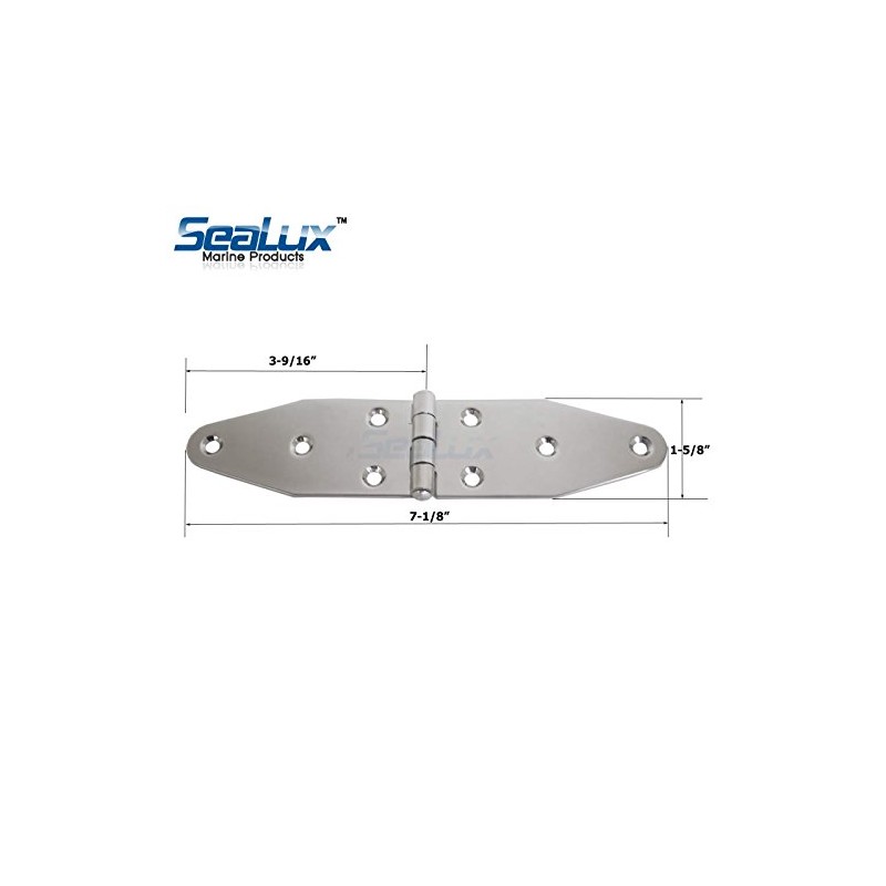 SeaLux Marine Boat Stainless Steel Heavy Duty Strap Hinge 7-1/8"x