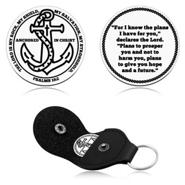 Christian Gift for Women Anchored in Christ Christian Challenge Coin Pocket Hug Token Graduation Gifts Motivational Bible Verse Gifts for Men Women Christmas Birthday Graduation Present Double Sided