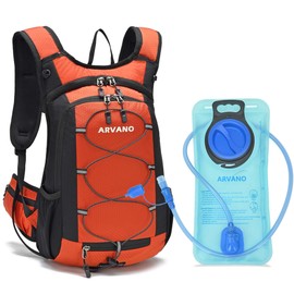 Arvano Hydration Backpack Cycling Rucksack 15L Lightweight Running Backpack With Water Bladder 2L, Insulated Compartment, for Hiking, Mountain Biking, Skiing for Men Women (Orange, One Size)