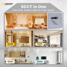 Ensenior 12 Pack 6 Inch LED Recessed Ceiling Light, Dimmable, 2700K-5000K 5CCT, 1200LM 12W 120V, High Brightness Canless Wafer Downlight - ETL&FCC&IC