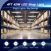 hykolity 4 Pack 4FT LED Shop Light Linkable, 4400lm, 42w(250w