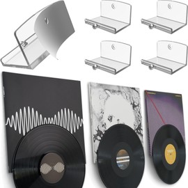 Modern JP - Soporte de pared de vinilo calcomanía (paquete de 4) – Álbum y disco de doble visualización, soporte de registro de sujeción fuerte, fácil instalación a prueba de grabaciones, soporte de