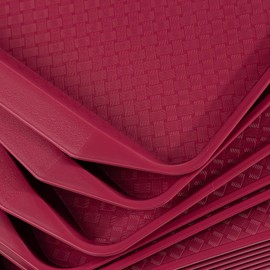 Aebeky Plastic Fast Food Tray,16.7 by 11.8-Inch,Set of 12 (Wine Red)