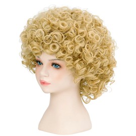 Unisex Blonde Wig 70s 80s Short Curly Hair for Girls & Boys Fluffy Synthetic Hair Stylish Costume Wig for Cosplay Party & Everyday Wear (Blonde)