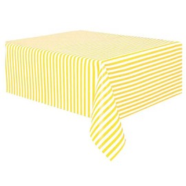 Vpang 2 Pcs Striped Plastic Tablecloth Disposable Table Cover Thickened Rectangle Tablecover for Kitchen Picnic Wedding Birthday Party Catering Events, 54"x108" (Yellow Stripe)