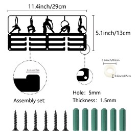 CREATCABIN Gymnastics Medal Holder Ribbon Award Display 3 Lines Hold 40+ Medals Wall Mount Black Small Metal Sports Athlete Rack Race Stand Holder for Home Gymnasts Athletes Medalist 11.4 x 5.1 Inch