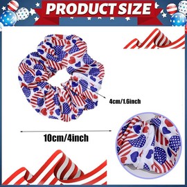 Patriotic Stain Hair Scrunchies for Hair - 2Pcs American Flag Star Heart Silk Hair Scrunchies Soft Hair Ties Fashion Hair Elastic Bands Ropes Ponytail Holder 4th of July USA Hair Accessories for Women
