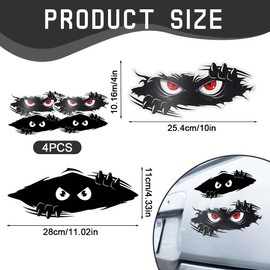 LAKJUOZ 4 Stück 3D Autoaufkleber Funny Peeking Monster Cartoon Auto-Aufkleber Peeking Monster Scary Eyes Autoaufkleber Peeking Elf Wasserdichter Autoaufkleber Smile And Anger Autoaufkleber