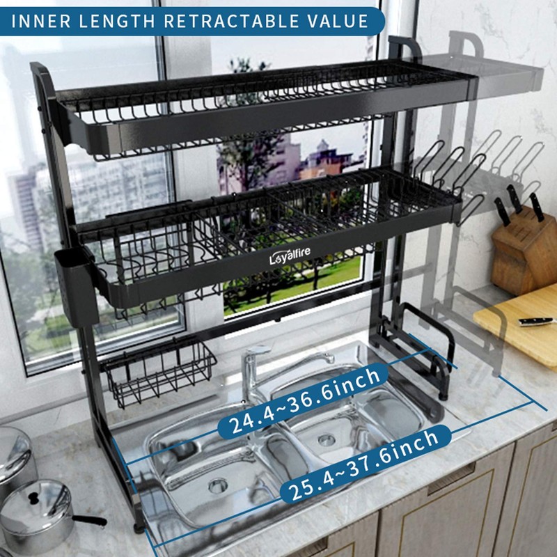 Over Sink Dish Drying Rack, Loyalfire 3 Tier Full Stainless