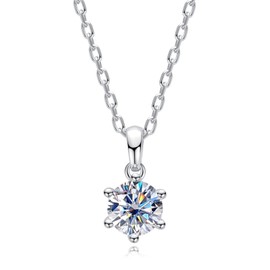 AimiIee 1CT Moissanite Pendant Necklace 925 Sterling Silver Necklace D Color VVS1 Necklace for Women with Certificate