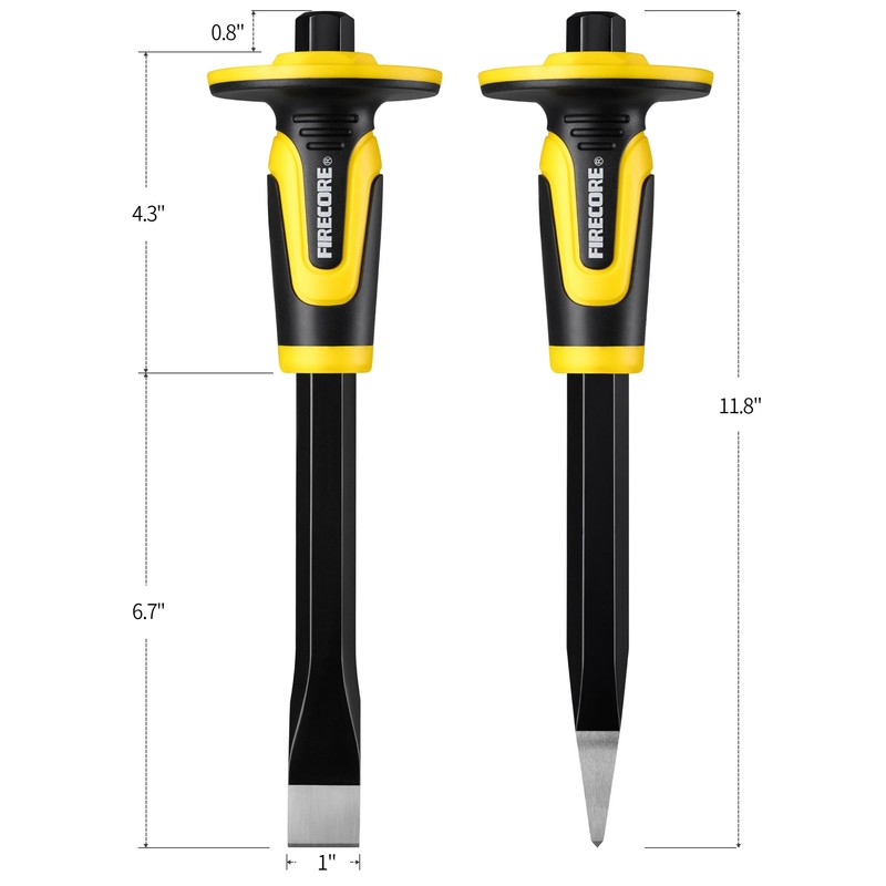Rock Chisel Set, Firecore 3PCS Masonry Chisel with Hand Guard,