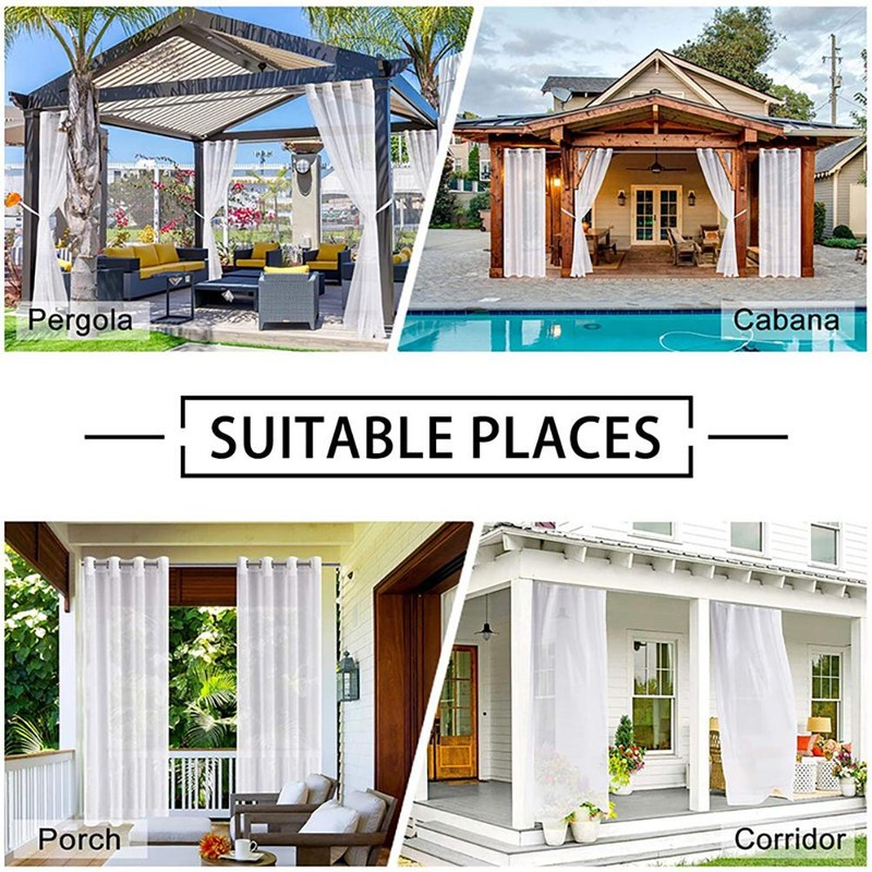 Waterproof Indoor Outdoor Curtains Sun Blocking Curtains for Bedroom Porch