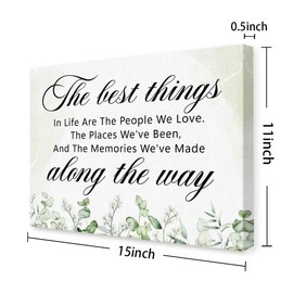 The Best Things in Life Inspirational Wall Art,Positive Quotes Wall Decor,Eucalyptus Motivational Canvas Wall Art for Home Bedroom Bathroom Office