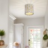 Rustic Flush Mount Ceiling Light, Farmhouse Wood Cage Semi Flush
