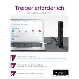 ICY BOX Laptop Docking Station (11-in-1) für 2 Monitore (1x HDMI & 1x DVI) mit USB 3.0, 6-fach USB HUB, Gigabit Ethernet, Audio, Schwarz, IB-DK2241AC