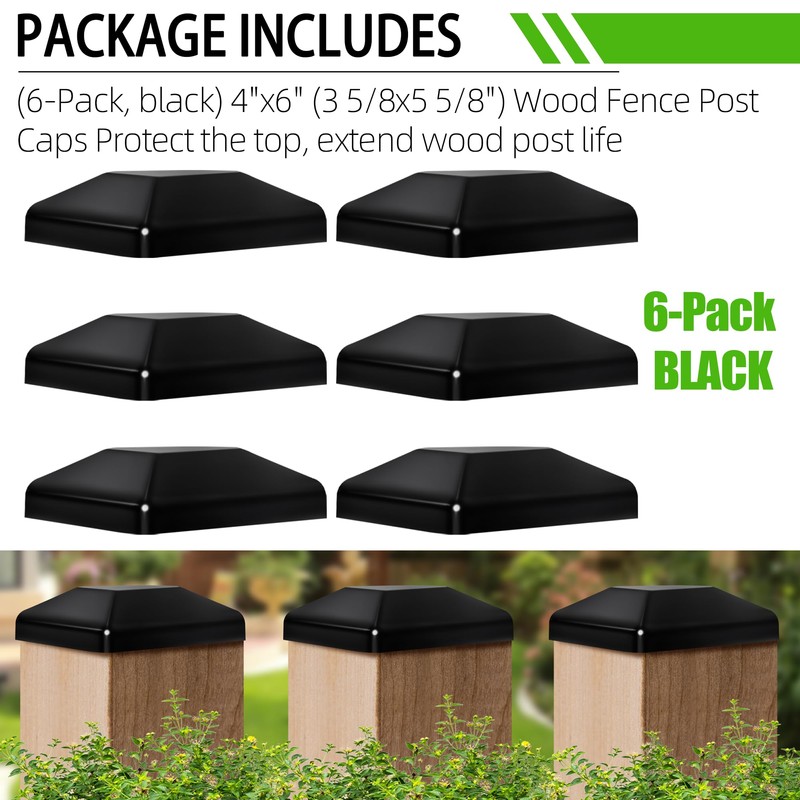 TonGass (6-Pack, Black) 4x6 (3 5/8"x 5 5/8") Wood Fence