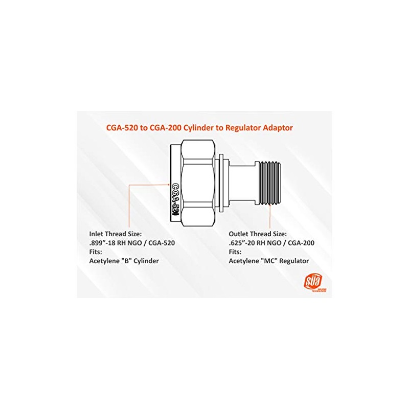 SÜA - Acetylene Adaptor - CGA-520 (Size B Cylinder) to
