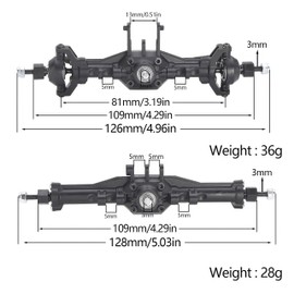 TRX4M Axles Complete Set- TRX4M Front & Rear Straight Axle Assembly Direct Fit for TRX-4M 1/18 RC Crawler (Fits Bronco/F150) - OEM Replacement & Upgrade Parts (Differential Cover-1)