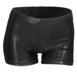 ZIZI Teen Girls' Sparkle Dance Tumbling Athletic Brithday Gift Gymnastics Black Short 14Y, 11-12 Years