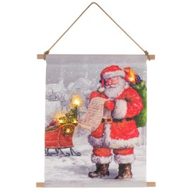 Nexos Trading Wall Hanging Christmas Picture Santa Claus 5 LED Wall Motif Wall Picture 30 x 45 cm for Hanging Christmas Xmas Decoration Santa Claus