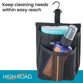 High Road Air Vent Mount Car Cell Phone Holder with Soft Lined Back Pocket and Front Mesh Storage Pocket
