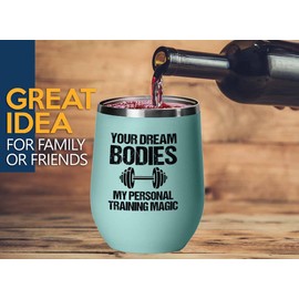 Luxe Gifting Personal Trainer Teal Edition Wine Tumbler 12oz - Your Dream Bodies - Fitness Instructor Workout Coach Exercise Lover Cardio Lover Gym Coach