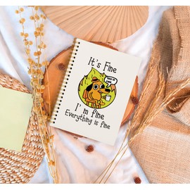OXW Funny Office Gifts Notebook Journal, Gag Fun Gifts for Coworker Colleague Employee Boss Adults Friends Women Men, Sarcastic Snarky Gift, This is Fine Dog Spiral Notebook 5.5 x 8.3