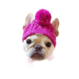 Classic Dog Knit Hat - Knitted Dog Hat with Ear Holes & Adjustable Chin Strap - Dog Beanie for Soft Fabric Beanies for Dogs - Stylish Dog Accessories - Hats for Dogs (Purple, S)