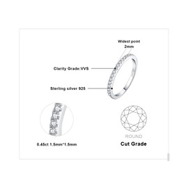JewelryPalace Round 0.51ct Lab Created Cubic Zirconia Rings For Women, 925 Sterling Silver 14k White Gold Plated Rings For Her Gemstone, Size 6.5