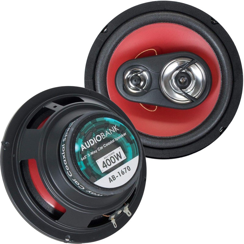 2 Pairs of Audiobank 6.5" 400 Watt 3-Way Red Car