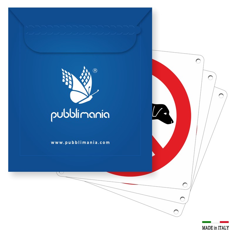 pubblimania 3 prohibition signs for dogs and animals, aluminium sign