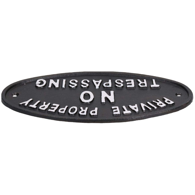 Private Property No Trespassing Cast Iron Sign Plaque Door Wall