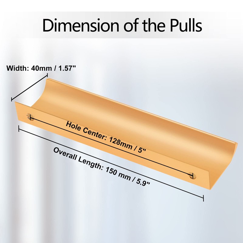 Cjueiom 6 Pack Concealed Kitchen Cupboard Handles 128mm Hole Center