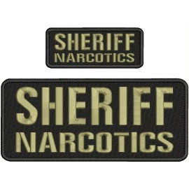 Sheriff Narcotics Emnroidery Patch 4X10 AND 2X  Hook On Back coyote tan on black